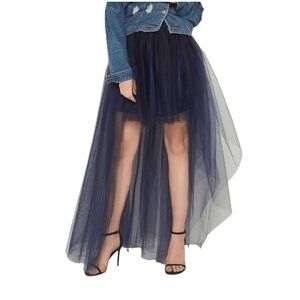 Navy High-Low Tulle Skirt (can fit L)